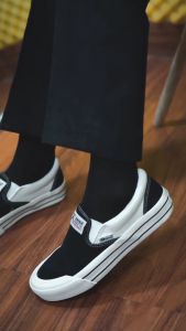 AKNA - Sepatu Slip On Tektona  Black White Pria Wanita