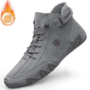 Clearance Sale Special Offer Leather Martin Boots Mens Winter Velvet Warm Cotton Shoes High Top British Style Outdoor Workwear Boots