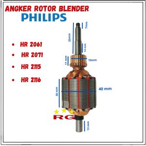 ANGKER / ROTOR DINAMO BLENDER PHILIPS HR 2115 2116 2061 2071 ORIGINAL