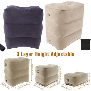 Inflatable Footrest Pillow PVC Flight Sleeping Footrest Rest Pillow 3 Layer Height Adjustable Car Bus Travel Foot Rest Pillow