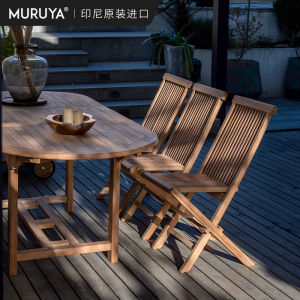 Indonesia Import Solid Wood Outdoor Folding Chair Teak Casual Chair Hotel Holiday House Courtyard Table-Chair Set