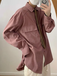 Loose Workwear Shirt Men Women Suede Casual Basic Pocket Autumn Series Vintage Lin Wanwan Long Sleeve Sharp Collar Spring