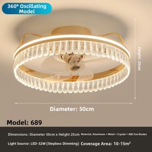 Aiskdan | Fan Ceiling Light Modern Luxurious Crystal