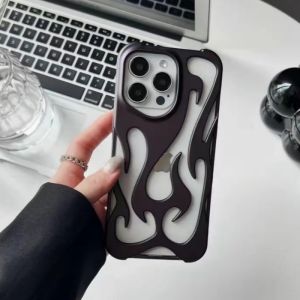 Creative Flame Hollow out Cooling  15 pro Max New Model Electroplating 14 pro Simple Personality 13 Ultra Thin Frosted 12 Anti-Fall Protective Case plus Niche 11