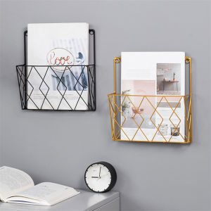 Metal Wall Mounted Magazines Newspaper Storage Rack For Home Office Books Newspapers Files Folder Desktop Tabletop Display Stand