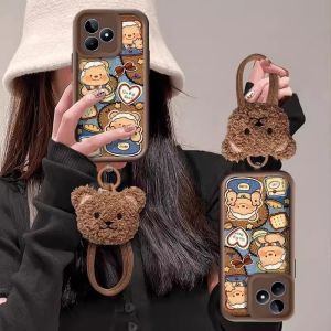 Phone Case Honor 400 Lite Honor400Lite Cute Vintage Butter Bear Soft Casing with Plush Doll Lanyard Lens Protection Shockproof Silicone Soft Cover 2025