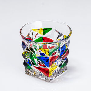 Hand-Painted Crystal Glass Cup Whiskey Glass Iceberg Juice Water Cold Drink Cup Gift Cup European Style round Shape Daily Gift