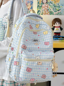 Adorable Cartoon Printed Large Capacity Backpack for High School And College Students Commuting Traveling Computer Double Shoulder Bag