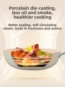 Non-Stick Ceramic Coating Flat Bottom Pan Stone Kitchen Cooking Utensil Fluorine Free Induction Cooker Home Use Aluminum Alloy