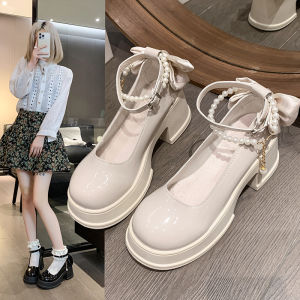 Thời Trang Nữ Mũi Tròn Gót Dày Giày Cao Gót Xuân Thu Giày Thể Thao Thông Thường Đế Vuông Dự Tiệc Mary Janes