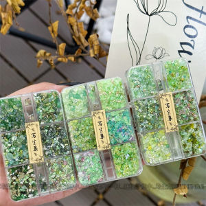 Green Metal Storm Nail Art DIY Flash Accessory Mixed Style Decorative Crystals Fluorescent Pen Knife Nail Decoration Tools