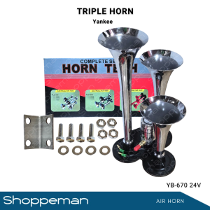 YANKEE TRUMPET TRIPLE AIR HORN TRUCK HORN 24VOLTS YB-670