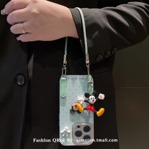 QinRui Ins Wave Dot 3D Doll Leather Phone Case for  13 12 Creative Pendant 16 Female 14 pro Max Full Cover Soft Edge Phone Case