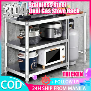 Kitchen Gas Stove Rack Heavy Duty Thicken Kitchen Organizer 304 Stainless Steel 3/4/5 Layer Storage Shelf Multi-Purpose Microwave Rack Vegetable Cutting Table Combination Storage Rack Space Save For Home Outdoor Restaurant