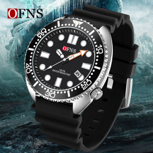 OFNS 8033 New Simple Quartz Watch Mens Waterproof Night Light Calendar Watches Silicone Strap Fashion Casual Mens Wristwatch