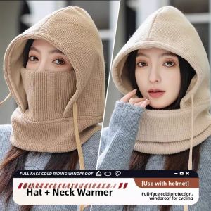 Winter Womens Warm Helmet Liner Hat with Face Mask