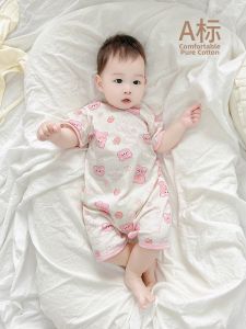 cat and  fish | Cotton Thin Short Sleeve Newborn Onesie