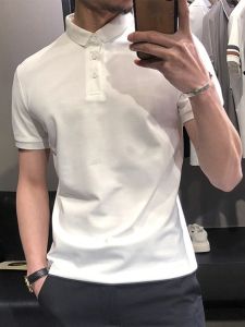 Áo Thun Nam Mùa Hè Cổ Polo Tay Ngắn Màu Trơn Tay Áo Tay Áo Thường Xuyên Vải Cotton Thoáng Khí Thường Ngày