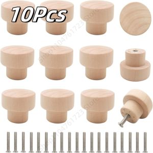 10Pcs Wood Cabinet Handle Solid Wooden Kitchen Door Handle Dresser Wardrobe Knobs Cupboard Drawer Pull Furniture Handles