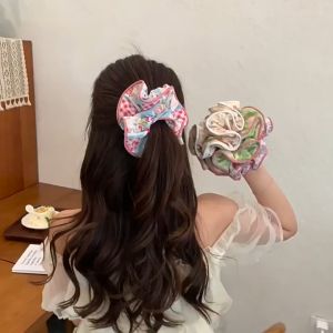 Scrunchie Ikat Rambut Korea Bunga Estetik Kunciran Cepol Besar Wanita Aksesoris Rambut HS KCR12