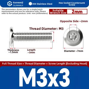 GUWANJI | Furniture Screws 304 Stainless Steel Hex Head Chamfered Flat Head Slanted Circular Head