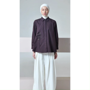 HijabChic Elarona Top - Atasan Kemeja Flower Bordir Tiga Dimensi Unik