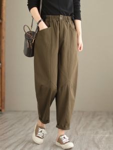 High Waist Workwear Casual Pants Womens Autumn 2025 New Style Slimming Nine Tube Harlan Dad Carrot Pants Korean Style
