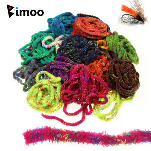 Bimoo 2M 6-7mm Wide Grizzly Mottled Mop Chenille Fly Tying Material Woolly Bugger Wet Nymph Streamer Mop Fly Crappie Jig Lures