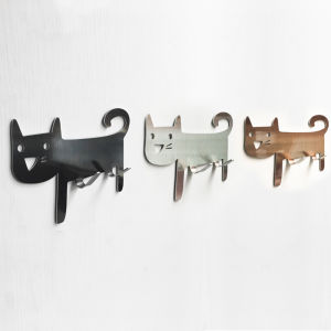 Creative Cat Key Holder Wall Mounted Metal Storage Organizer No Drilling Required Entray Key Storage Rack Lovely Cat Design