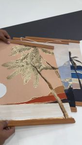 2A Hanging Wall Decor with Gold Details Japanese Design Canvas Decoration (AHW59)