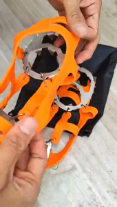 PVD 18 Teeth Crampons Outdoor Hiking Climbing Snow And Ice Gripper Anti-slip Covers for Winter Shoes Spikes Snow Shoe Accessories