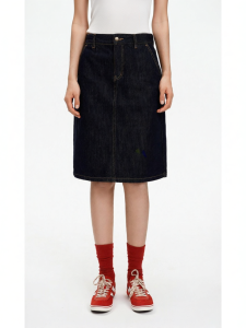 Vintage Natural Color Embroidery Split Cotton Blend Skirt