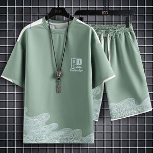 ROMON | Bộ đồ thể thao bóng rổ mùa hè Lomon dành cho nam Áo thun tay ngắn bằng lụa băng mỏng thời trang cổ tròn Bộ đồ hai mảnh