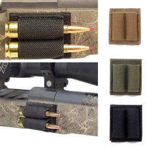 Elastic 2-Round Bullet Holder Pouch Tactical Hook-and-Loop Ammo Carrier for Hunting Shooting Rifle Use2 PCS/lot