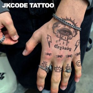 Herbal Mens Hand Tattoo in Retro Rock Style - Graffiti Thunderstorm Cloud - Lightning Coffee Cup Cat Paw Pattern Dual-Use for Men and Women Quirky and Cute Tattoo Cool Rock Knight Style Temporary Tattoo for Mens Arms and Legs Waterproof and Long...