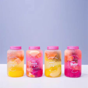 Thickened Transparent Plastic Beverage Bottle for Coffee Fruit Tea And Yogurt Storage Japanese Style Kitchen Food Storage Jar