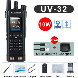 BAOFENG | Baofeng UV-32 GPS Walkies Talkie GPS Positioning Function Long Range Wireless Copy Frequency Multi Band Type-c 2 Way Ham Radio