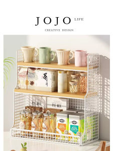 จัดระเบียบของใช้ในครัวเรือน ชั้นวางของไม้ไผ่แท้ ชั้นวางถ้วยชา ชั้นวางเครื่องดื่ม ชั้นวางของใช้ในครัวเรือน จัดระเบียบ ที่เก็บของ ชั้นวางของ