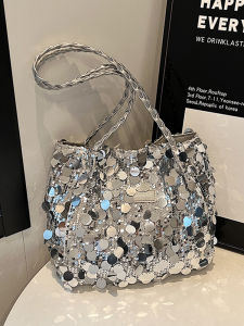 Fashionable Large Capacity Sequin Handbag 2025 New Summer Versatile Shoulder Bag Womens Tote Bag Underarm Single Strap Bag