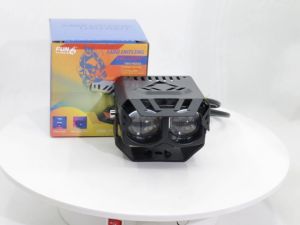 【FUN TIMES】NEW Five Mode Motorcycle Spotlight Led Strong Light Dual Lens Auxiliary Light With Angel Eyes Flashing