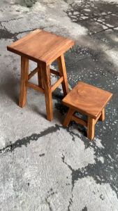 เก้าอี้ไม้ เก้าอี้สตูล สี่เหลี่ยม เก้าอี้วินเทจ ไม้จามจุรี 2 ขนาด สีไม้ธรรมชาติ เก้าอี้เล็ก ม้านั่ง เก้าอี้เดี่ยว