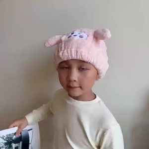 【SG STOCK】Childrens Elastic Cap Hot-Selling Quick-Dry Cap Coral Fleece Strong Absorption Cartoon Cute Bath Cap Head Wra