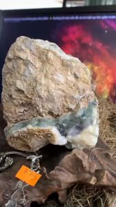 Viên đá ngọc thạch Flourite đặc biệt cộng sinh thạch anh sưu tầm to lớn năng lượng vũ trụ 773