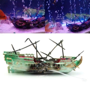 GUOUQNA พิพิธภัณฑ์สัตว์น้ำขนาดใหญ่ตกแต่งเรือตู้ปลาเรืออากาศแยก shipwreck Fish TANK Decor