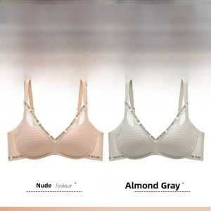MiiOW | Ultra-Thin Seamless Bra Womens Summer Anti-Sagging Side Letter Bra Gathered Underwear Large Chest Appearance Small