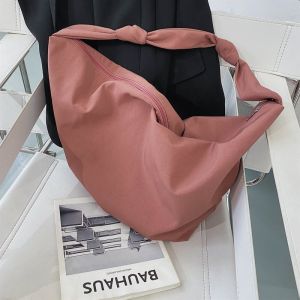 Hobo Canvas Dumpling Shaped Shoulder Bag for Women Large Capacity School Bag Artistic Tote Bag Crossbody Bag Zipper Closure