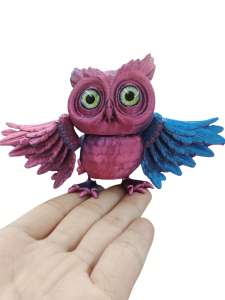 3D Printed Owl Figurine with Flexible Joints Realistic Animal Model Art Craft Decor Random Color