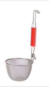 Vợt Nhúng Inox Dùng Gia Đình Tay Cầm Cán ĐỎ Chống Nóng Dùng Xóc Bún Phở Nhúng Lẩu Chao Thức Ăn