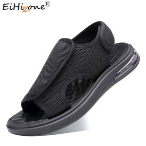 Mens Foot Swollen Shoes Diabetic Foot Shoes Mens Sandals Summer Air Cushion Sandals Breathable Men Leather Shoes