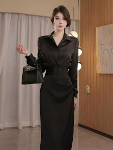 Fashionable Luxury Womens Shirt Skirt Set Waist-Cinching Half-length Elegant Sister Style Two-piece Polyester Ensemble